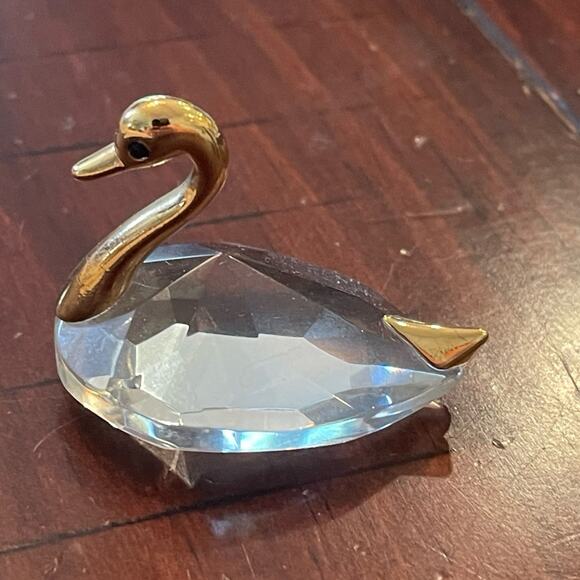 Crystal swan with gold - Picture 1 of 12